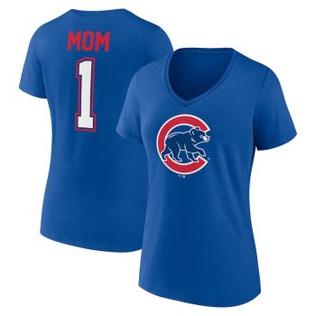 Chicago Cubs Women's Mother's Day #1 Mom V-Neck T-Shirt - Royal