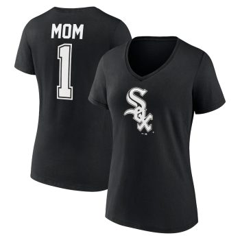 Chicago White Sox Women's Mother's Day #1 Mom V-Neck T-Shirt - Black