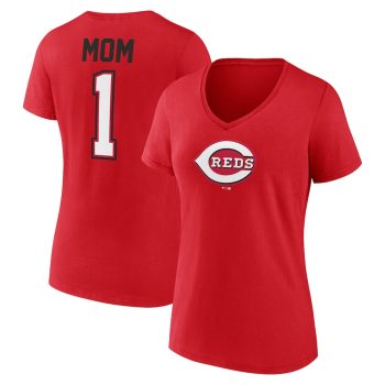 Cincinnati Reds Women's Mother's Day #1 Mom V-Neck T-Shirt - Red
