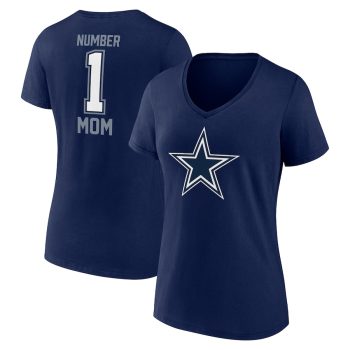 Dallas Cowboys Women's Mother's Day #1 Mom V-Neck T-Shirt - Navy