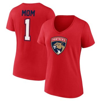 Florida Panthers Women's Mother's Day #1 Mom V-Neck T-Shirt - Red