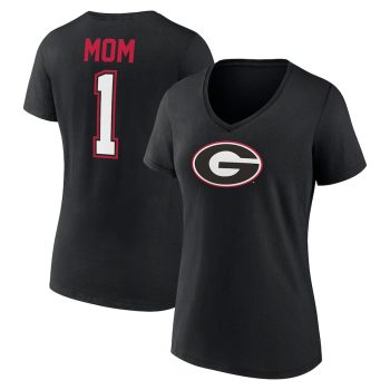 Georgia Bulldogs Women's Mother's Day #1 Mom V-Neck T-Shirt - Black