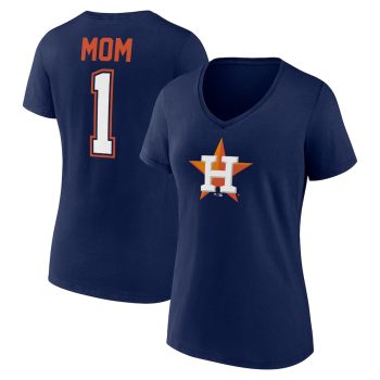 Houston Astros Women's Mother's Day #1 Mom V-Neck T-Shirt - Navy