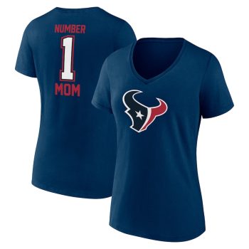 Houston Texans Women's Mother's Day #1 Mom V-Neck T-Shirt - Navy