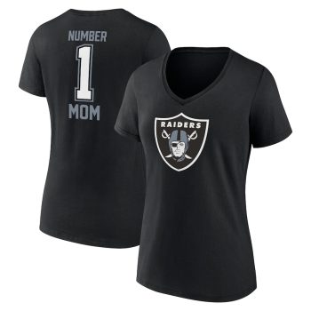 Las Vegas Raiders Women's Mother's Day #1 Mom V-Neck T-Shirt - Black