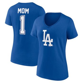 Los Angeles Dodgers Women's Mother's Day #1 Mom V-Neck T-Shirt - Royal