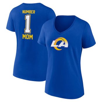 Los Angeles Rams Women's Mother's Day #1 Mom V-Neck T-Shirt - Royal