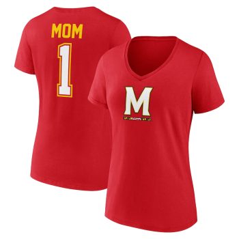 Maryland Terrapins Women's Mother's Day #1 Mom V-Neck T-Shirt - Red