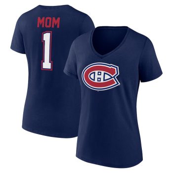Montreal Canadiens Women's Mother's Day #1 Mom V-Neck T-Shirt - Navy