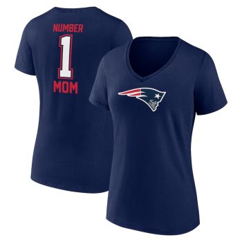 New England Patriots Women's Mother's Day #1 Mom V-Neck T-Shirt - Navy