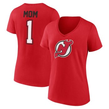 New Jersey Devils Women's Mother's Day #1 Mom V-Neck T-Shirt - Red