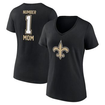 New Orleans Saints Women's Mother's Day #1 Mom V-Neck T-Shirt - Black