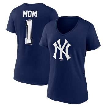 New York Yankees Women's Mother's Day #1 Mom V-Neck T-Shirt - Navy