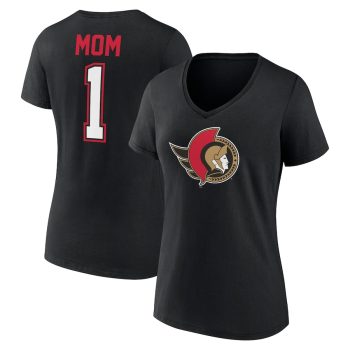 Ottawa Senators Women's Mother's Day #1 Mom V-Neck T-Shirt - Black