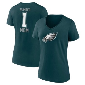 Philadelphia Eagles Women's Mother's Day #1 Mom V-Neck T-Shirt - Midnight Green