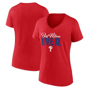 Philadelphia Phillies Women's Mother's Day V-Neck T-Shirt - Red