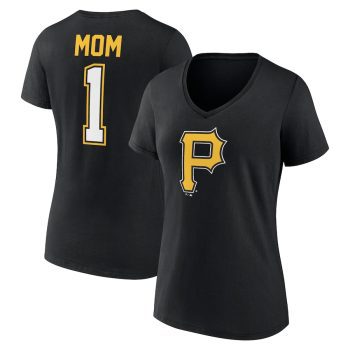 Pittsburgh Pirates Women's Mother's Day #1 Mom V-Neck T-Shirt - Black