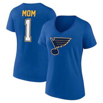 St. Louis Blues Women's Mother's Day #1 Mom V-Neck T-Shirt - Blue