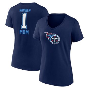 Tennessee Titans Women's Mother's Day #1 Mom V-Neck T-Shirt - Navy