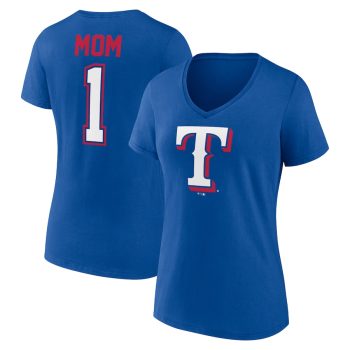 Texas Rangers Women's Mother's Day #1 Mom V-Neck T-Shirt - Royal