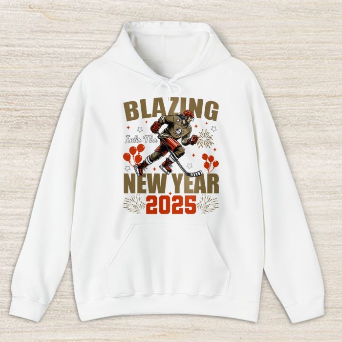Anaheim Ducks Blazing Into The New Year NHL Gift For Fan Hello 2025 Unisex Hoodie TAH22254