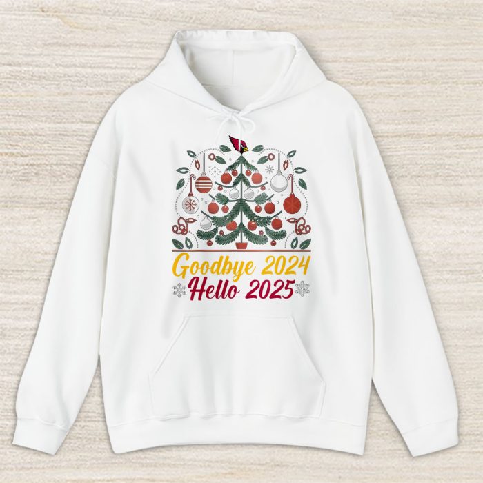 Arizona Cardinals Happy New Year NFL Gift For Fan Goodbye 2024 Hello 2025 Unisex Hoodie TAH22257