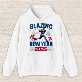 Atlanta Braves Blazing Into The New Year MLB Gift For Fan Hello 2025 Unisex Hoodie TAH22304