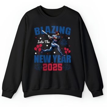 Atlanta Braves Blazing Into The New Year MLB Gift For Fan Hello 2025 Unisex Sweatshirt TAS22304