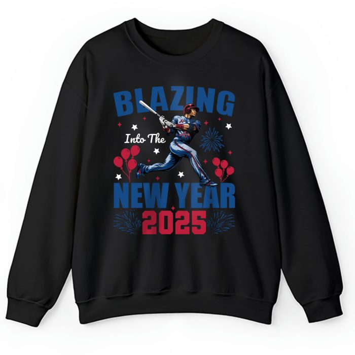 Atlanta Braves Blazing Into The New Year MLB Gift For Fan Hello 2025 Unisex Sweatshirt TAS22304