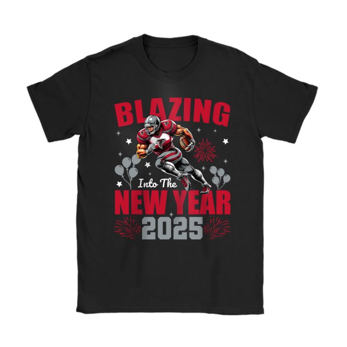 Atlanta Falcons Blazing New Year NFL Gift For Fan Hello 2025 Unisex T-Shirt Cotton Tee TAT22293
