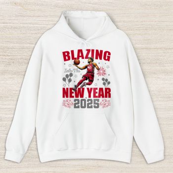 Atlanta Hawks Blazing Into The New Year NBA Gift For Fan Hello 2025 Unisex Hoodie TAH22298
