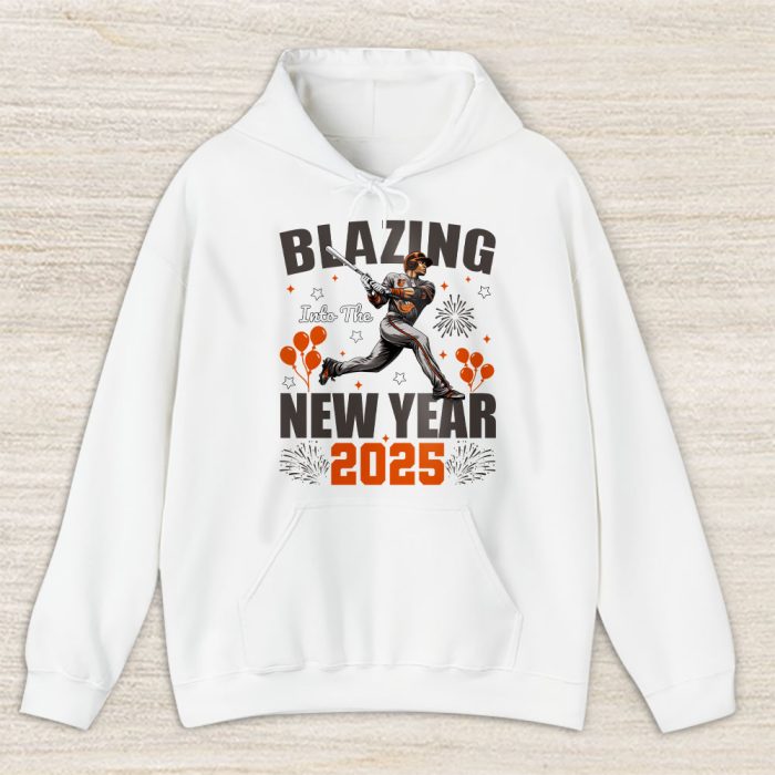 Baltimore Orioles Blazing Into The New Year MLB Gift For Fan Hello 2025 Unisex Hoodie TAH22324