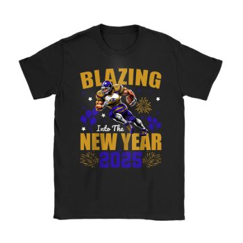 Baltimore Ravens Blazing New Year NFL Gift For Fan Hello 2025 Unisex T-Shirt Cotton Tee TAT22318