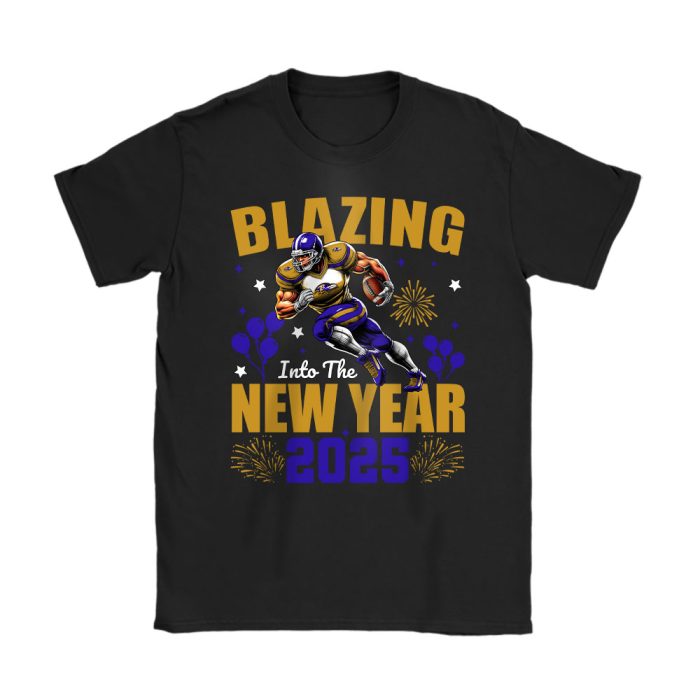 Baltimore Ravens Blazing New Year NFL Gift For Fan Hello 2025 Unisex T-Shirt Cotton Tee TAT22318