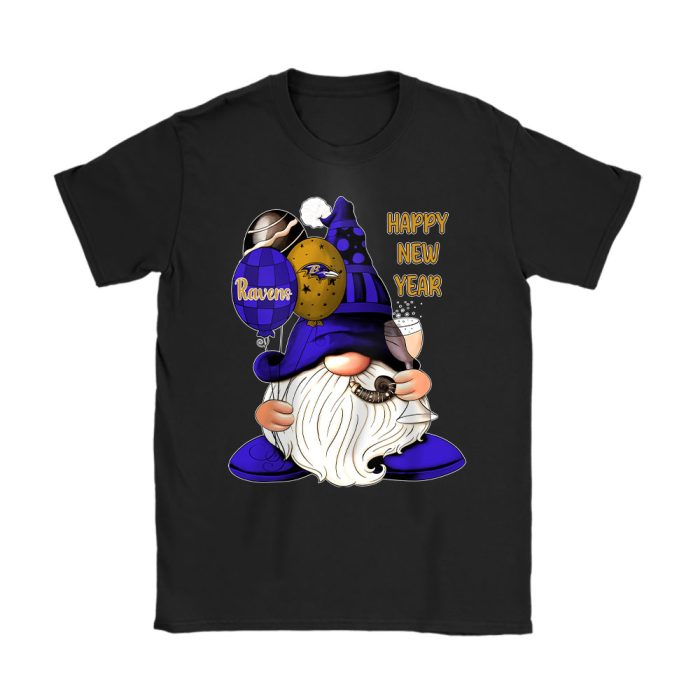 Baltimore Ravens Happy New Year NFL Gift For Fan Cute Gnomes Unisex T-Shirt Cotton Tee TAT22317