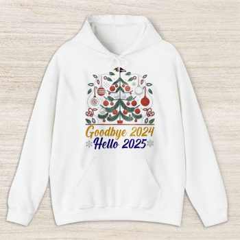 Baltimore Ravens Happy New Year NFL Gift For Fan Goodbye 2024 Hello 2025 Unisex Hoodie TAH22307