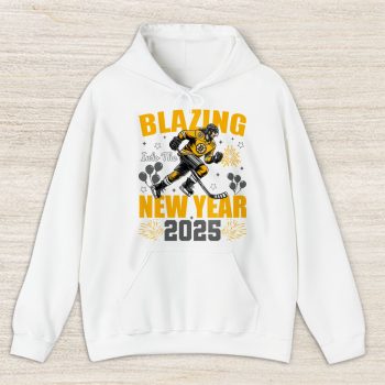 Boston Bruins Blazing Into The New Year NHL Gift For Fan Hello 2025 Unisex Hoodie TAH22334