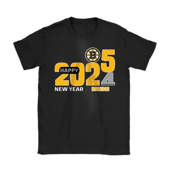 Boston Bruins Happy New Year NHL Gift For Fan Hello 2025 Unisex T-Shirt Cotton Tee TAT22330