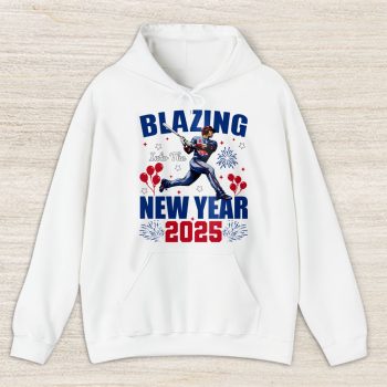 Boston Red Sox Blazing Into The New Year MLB Gift For Fan Hello 2025 Unisex Hoodie TAH22350