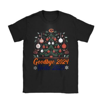 Chicago Bears Happy New Year NFL Gift For Fan Goodbye 2024 Hello 2025 Unisex T-Shirt Cotton Tee TAT22439