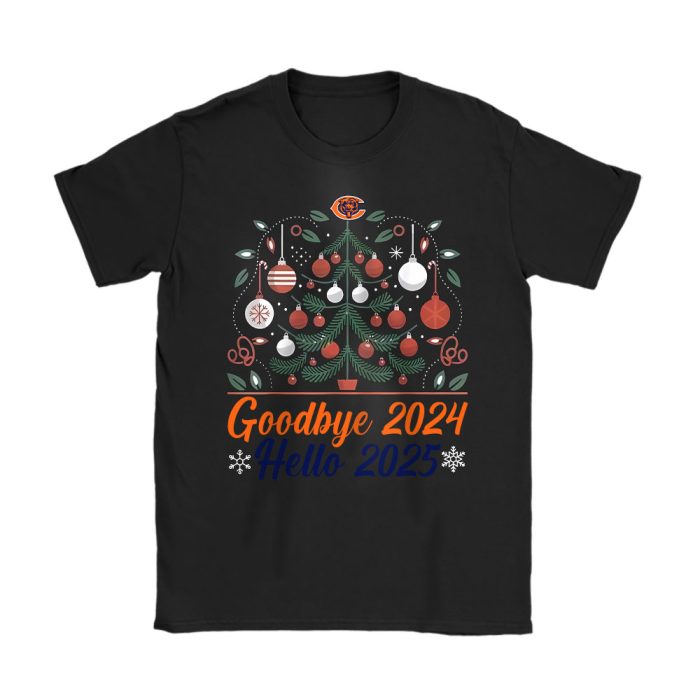 Chicago Bears Happy New Year NFL Gift For Fan Goodbye 2024 Hello 2025 Unisex T-Shirt Cotton Tee TAT22439