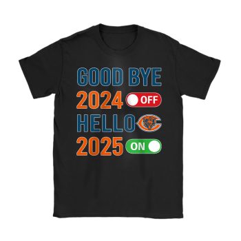 Chicago Bears Happy New Year NFL Gift For Fan Goodbye 2024 Hello 2025 Unisex T-Shirt Cotton Tee TAT22440
