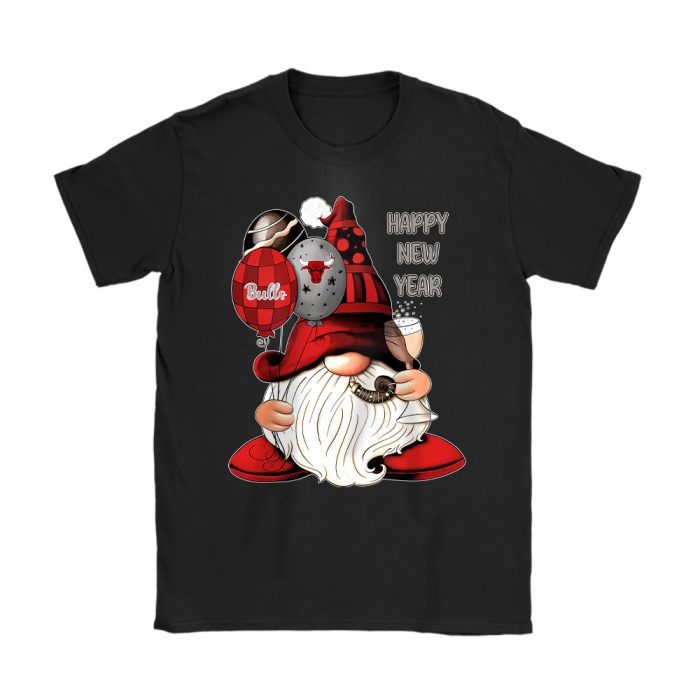 Chicago Bulls Happy New Year NBA Gift For Fan Cute Gnomes Unisex T-Shirt Cotton Tee TAT22454
