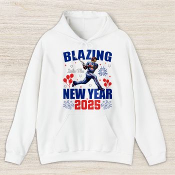 Chicago Cubs Blazing Into The New Year MLB Gift For Fan Hello 2025 Unisex Hoodie TAH22436