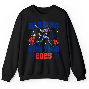 Chicago Cubs Blazing Into The New Year MLB Gift For Fan Hello 2025 Unisex Sweatshirt TAS22436