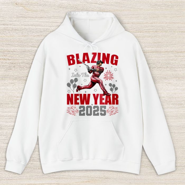 Cincinnati Reds Blazing Into The New Year MLB Gift For Fan Hello 2025 Unisex Hoodie TAH22475