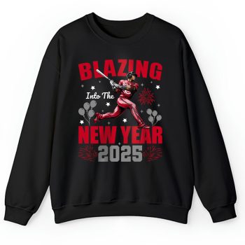 Cincinnati Reds Blazing Into The New Year MLB Gift For Fan Hello 2025 Unisex Sweatshirt TAS22475