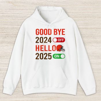 Cleveland Browns Happy New Year NFL Gift For Fan Goodbye 2024 Hello 2025 Unisex Hoodie TAH22479