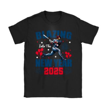 Cleveland Guardians Blazing Into The New Year MLB Gift For Fan Hello 2025 Unisex T-Shirt Cotton Tee TAT22500