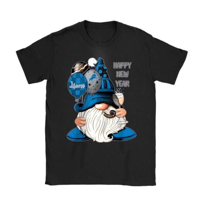 Detroit Lions Happy New Year NFL Gift For Fan Cute Gnomes Unisex T-Shirt Cotton Tee TAT22572